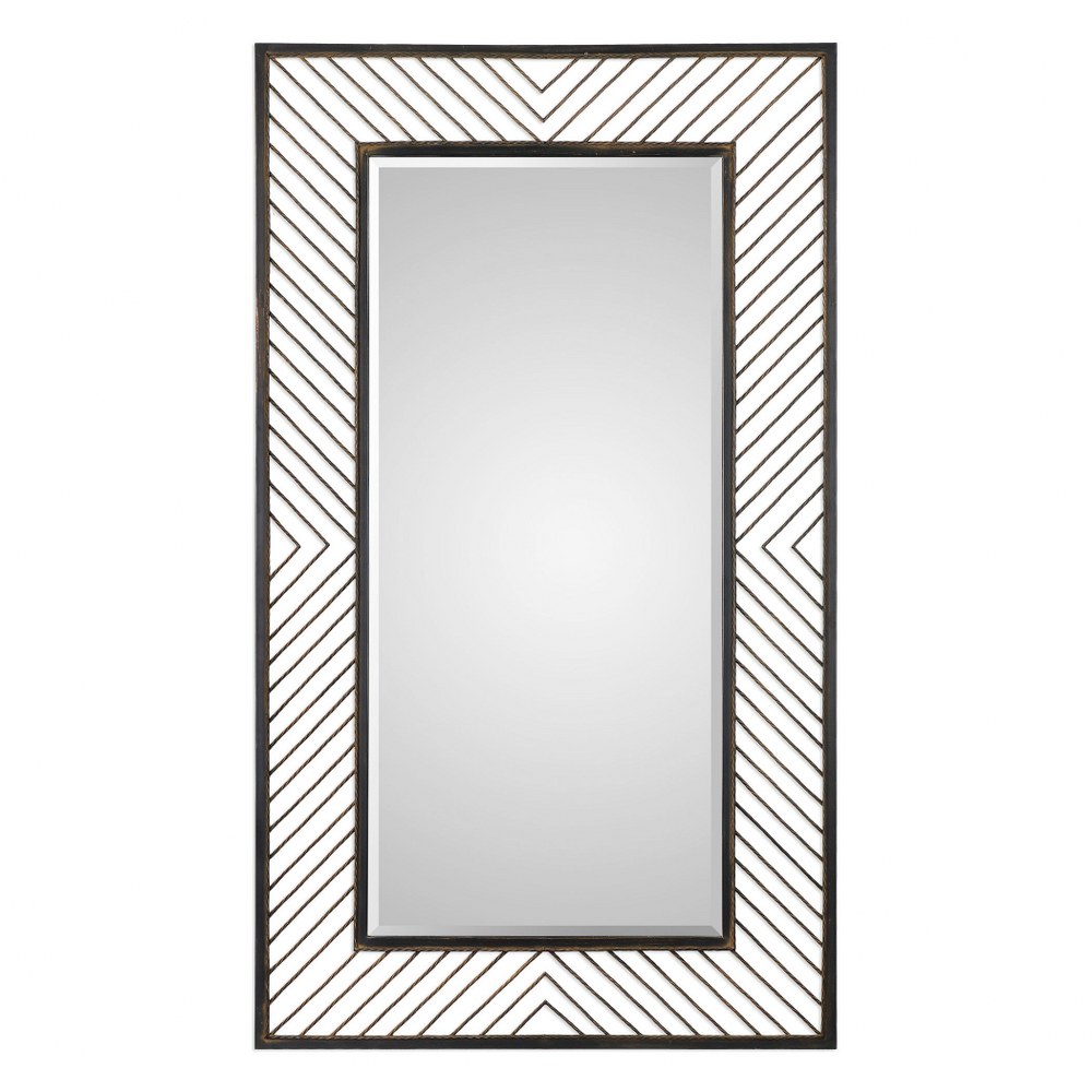 Uttermost-09245-Karel - 76 inch Chevron Mirror   Distressed Rustic Bronze/Metallic Gold Finish