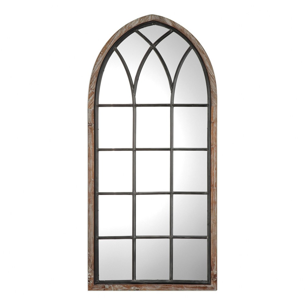 Uttermost-09276-Montone - 63 inch Arched Mirror   Light Gray Wash/Wrought Iron Finish