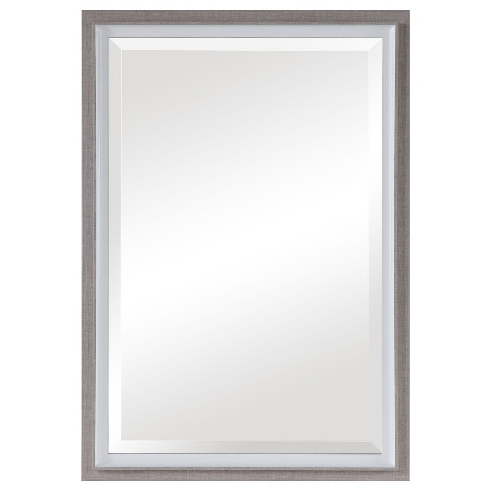 Uttermost-09603-Mitra - 40.13 Inch Rectangular Mirror - 28.13 inches wide by 1.75 inches deep   Oatmeal/Gloss White Finish