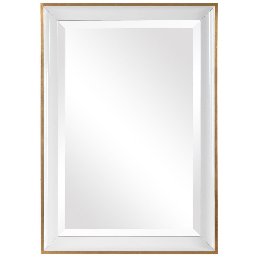 Uttermost-09627-Gema - 34 Inch Large Mirror   Gloss White/Gold Leaf Finish