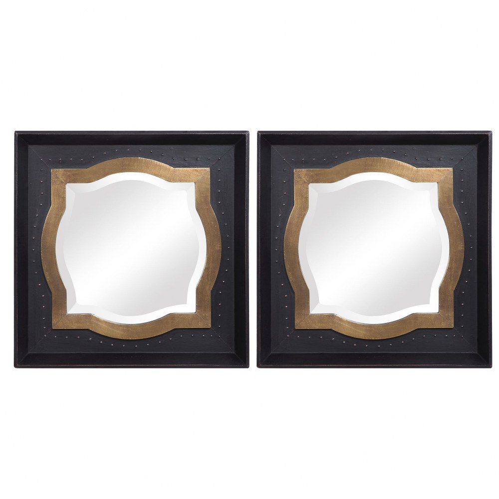 Uttermost-09634-Anisah - 14.17 Inch Moroccan Mirrors (Set of 2) - 14.17 inches wide by 1.5 inches deep   Dark Bronze/Antique Brass Finish