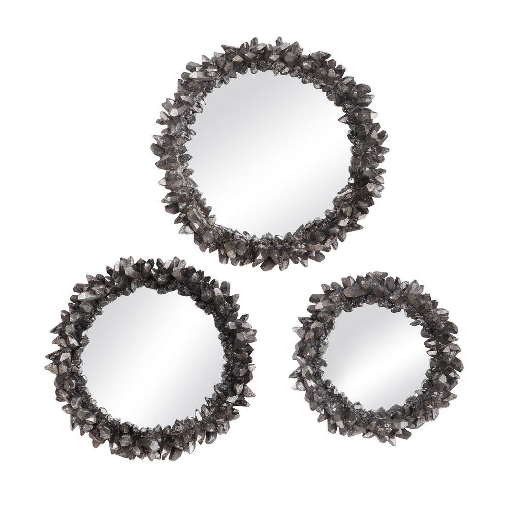 Uttermost-09636-Galena - 16.5 Inch Round Mirror (Set of 3) - 16.5 inches wide by 3.25 inches deep   Galena - 16.5 Inch Round Mirror (Set of 3) - 16.5 inches wide by 3.25 inches deep