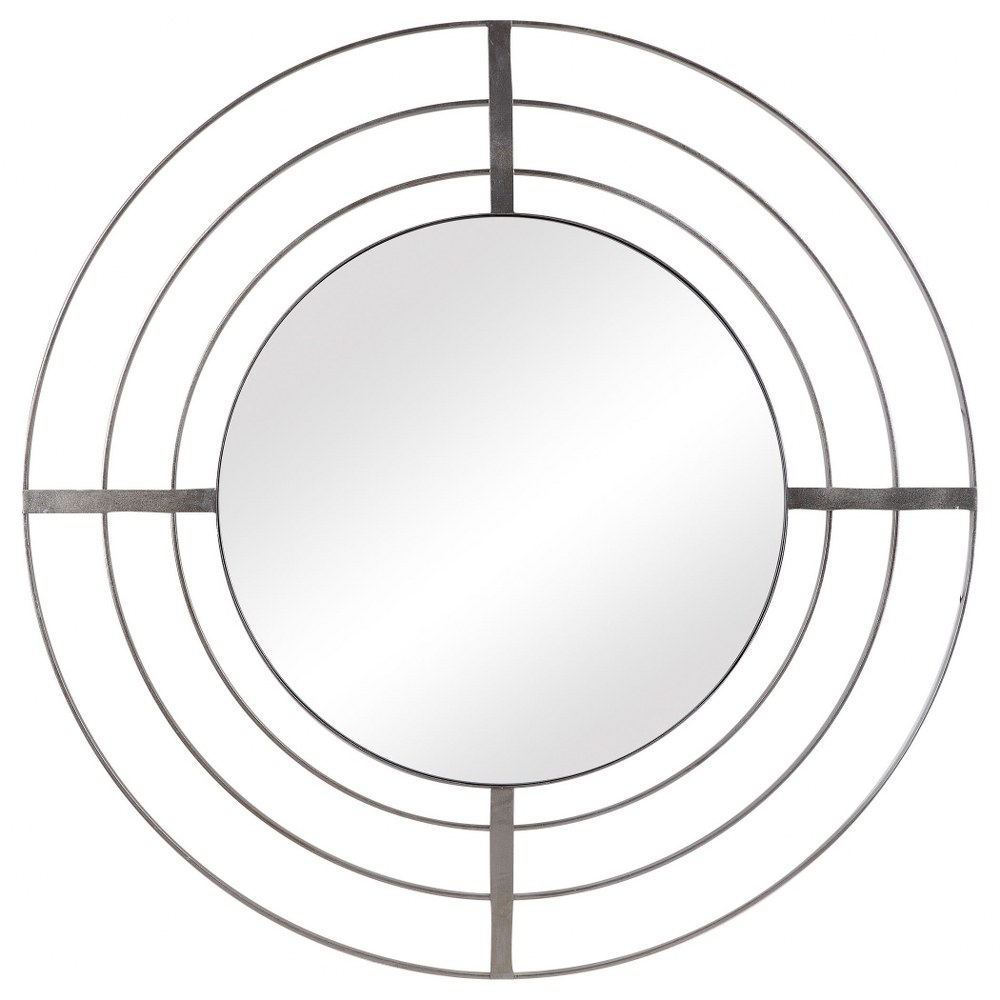 Uttermost-09637-Bullseye - 40 Inch Round Mirror   Brushed Nickel Finish