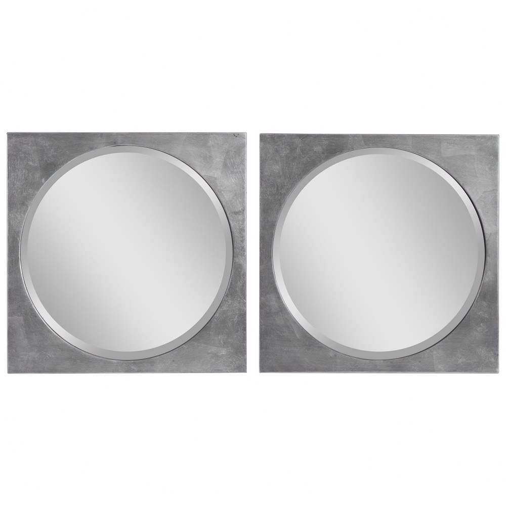 Uttermost-09641-Aletris - 19.75 Inch Modern Square Mirror (Set of 2)   Distressed Silver Leaf Finish