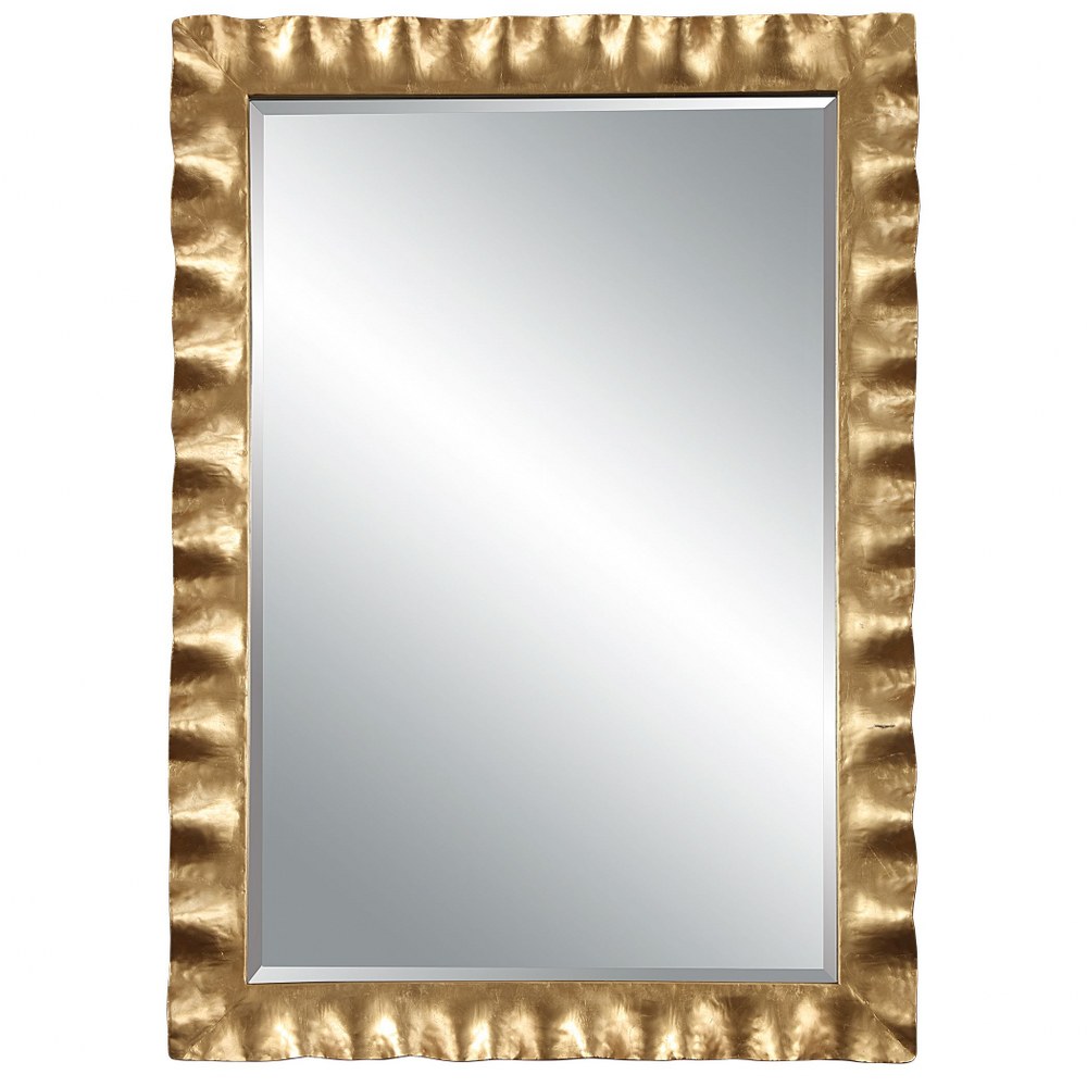 Uttermost-09742-Haya - 40 Inch Scalloped Mirror   Antiqued Gold Leaf Finish