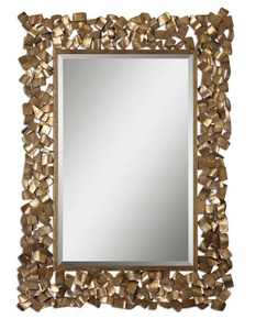 Uttermost-12816-Capulin - 53.5 inch Mirror   Antiqued Gold Leaf/Light Gray Glaze Finish