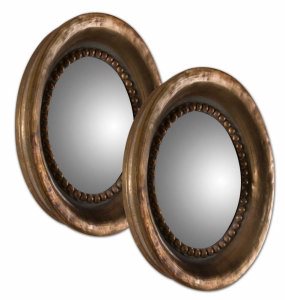 Uttermost-12847-Tropea Rounds - 17.38 inch Round Mirror (Set of 2)   Plated Oxidized Copper/Rust Gray Wash/Convex Mirror Finish