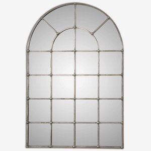 Uttermost-12875-Barwell - 44.13 inch Arch Mirror   Oxidized Plated Silver Finish