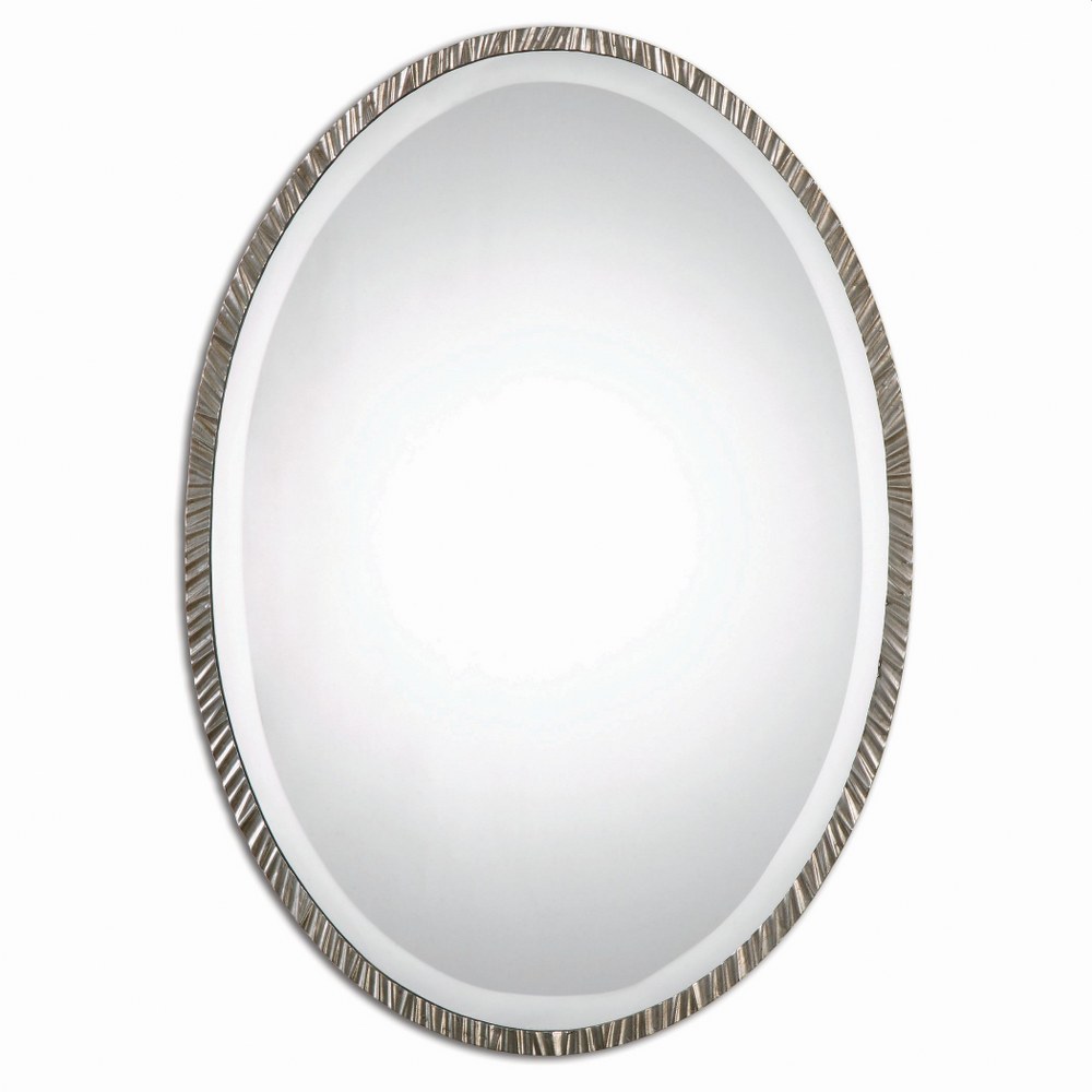 Uttermost-12924-Annadel - 28 inch Oval Wall Mirror - 20 inches wide by 1 inches deep   Plated Polished Nickel Finish