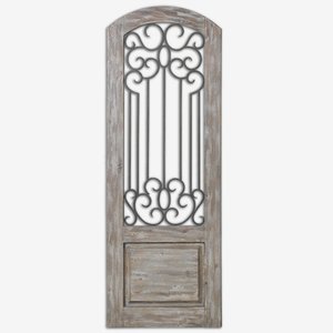 Uttermost-13861-Mulino - 75 inch Wall Panel - 27 inches wide by 1.25 inches deep   Taupe Gray Wash/Aged Rust Bronze Finish