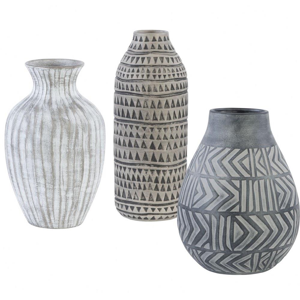 Uttermost 17716 Natchez 18 Inch Geometric Vase Set Of 3 6 75 Inches Wide By 6 75 Inches Deep