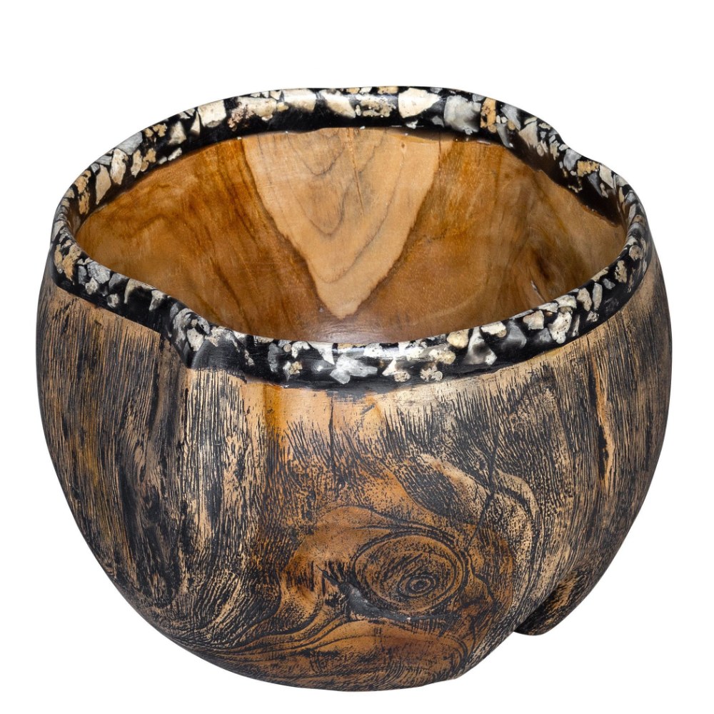 Uttermost-17743-Chikasha - 10.2 inch Bowl - 10.2 inches wide by 6.3 inches deep   Natural Teak Wood/Charcoal Wash Finish