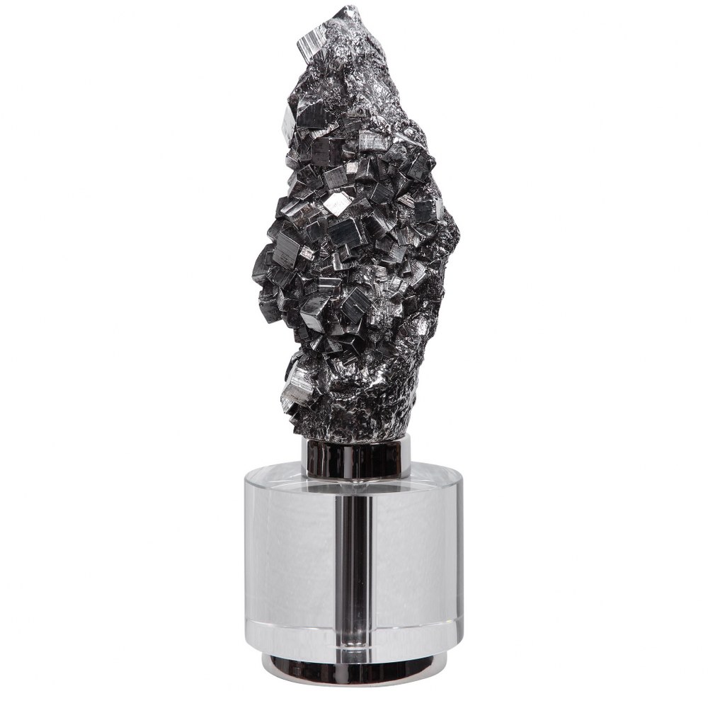 Uttermost-17759-Pyrite - 12.25 inch Sculpture - 4.25 inches wide by 4.25 inches deep   Platinum Silver/Crystal Finish