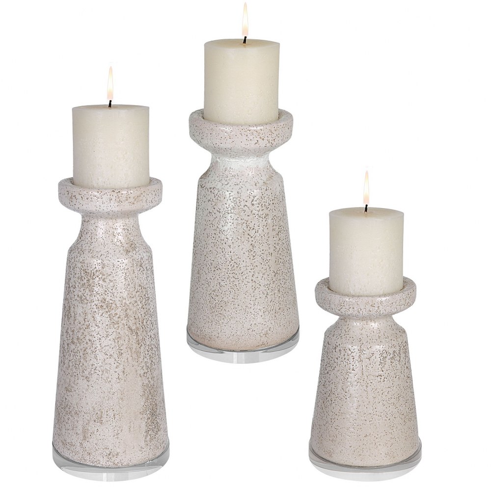 Uttermost-17966-Kyan - 11.25 Inch Candle Holder (Set of 3)   Ombre/Light Antique Sand Finish