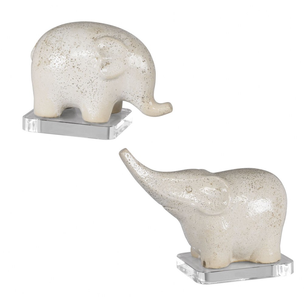 Uttermost-17968-Kyan - 10.5 Inch Elephant Sculpture (Set of 2)   Ombre/Light Antique Sand Finish