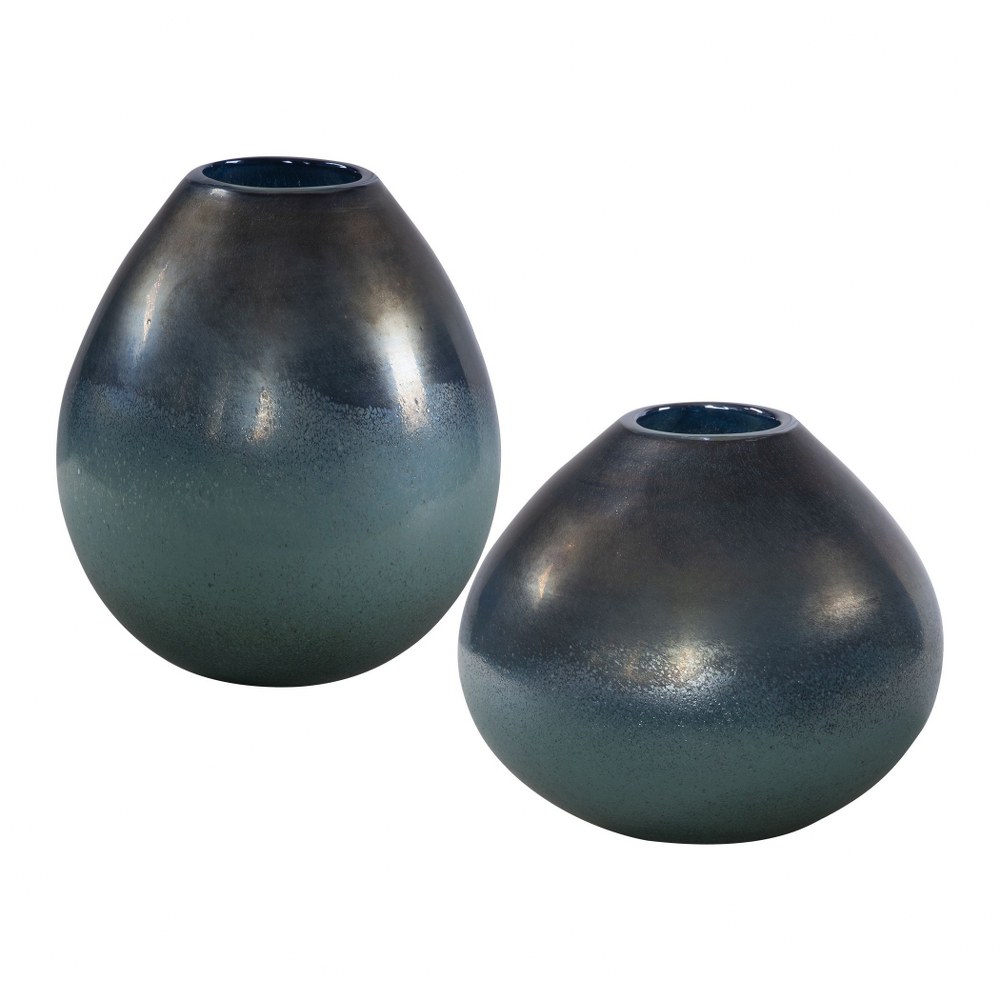 Uttermost-17975-Rian - 9.5 Inch Vase (Set of 2)   Iridescent Bronze/Aqua Finish