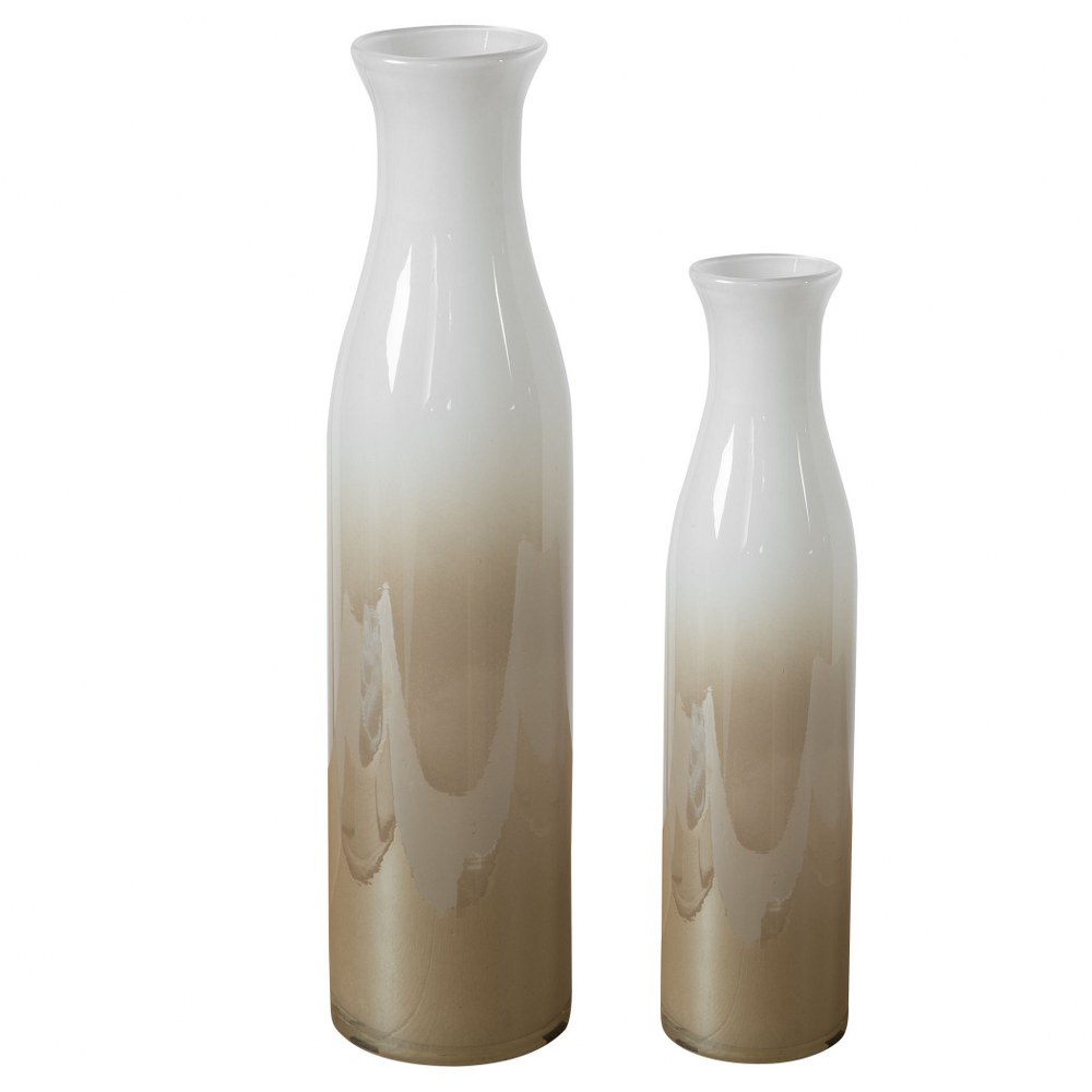 Uttermost-17977-Blur - 18.5 Inch Vase (Set of 2)   Glossy Ombre Ivory/Beige Finish