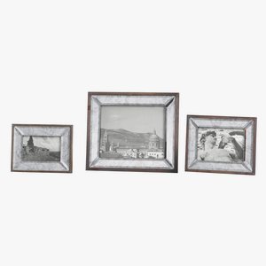 Uttermost-18567-Daria - 13.5 inch Photo Frame (Set of 3)   Antiqued Bevel Mirror/Aged Pecan Stain Finish