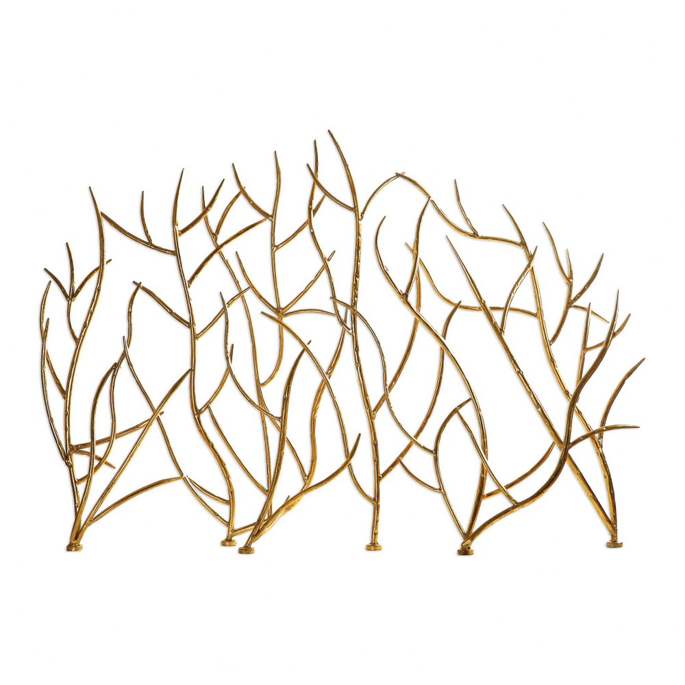 Uttermost-18796-Gold Branches - 47 inch Decorative Fireplace Screen - 47 inches wide by 6.3 inches deep   Bright Gold Leaf Finish