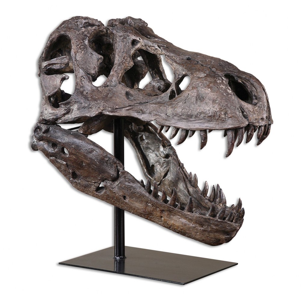 Uttermost-19948-Tyrannosaurus - 19.75 inch Sculpture - 19.25 inches wide by 11.38 inches deep   Chestnut Brown/Gray Glaze/Matte Black Finish