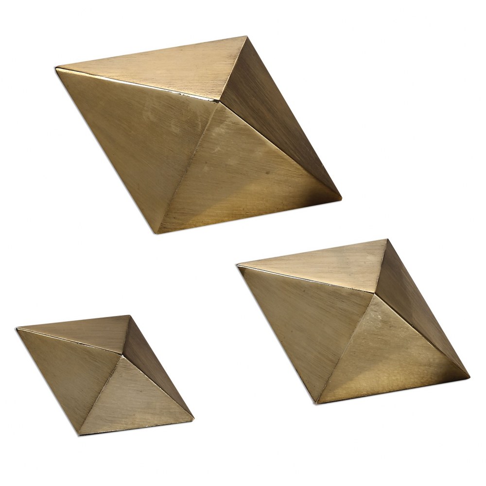 Uttermost-20007-Rhombus - 8.25 inch Table Top Accessory (Set of 3) - 8.25 inches wide by 4.25 inches deep   Antiqued Champagne Finish