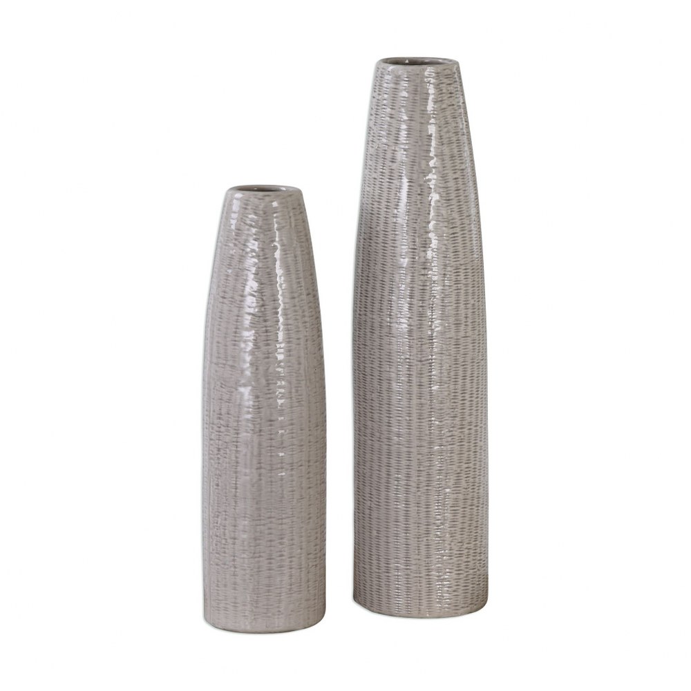 Uttermost-20156-Sara - 22.5 inch Vase (Set of 2) - 5.5 inches wide by 5.5 inches deep   Pale Taupe Glaze Finish