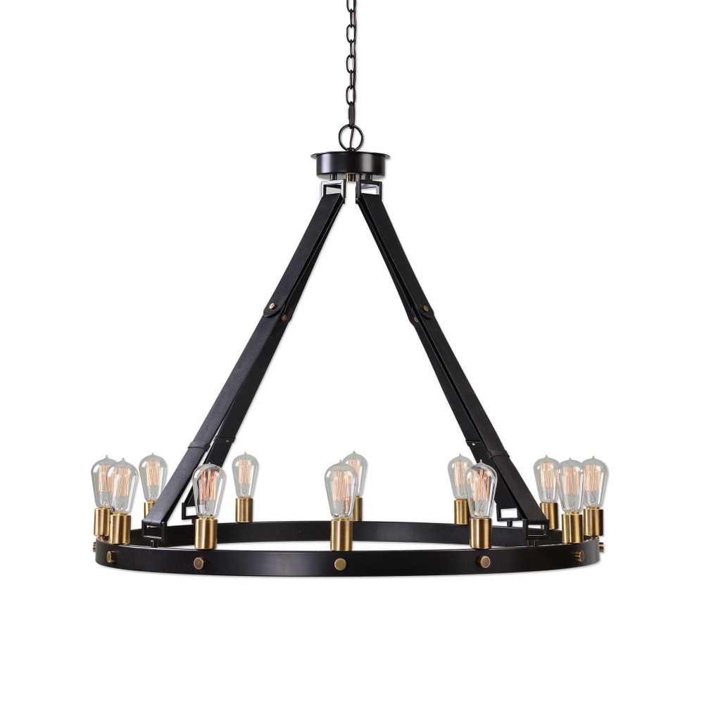 Uttermost-21280-Marlow Cicular Chandelier 12 Light Iron/Leather   Dark Antique Bronze/Weathered Bronze Finish