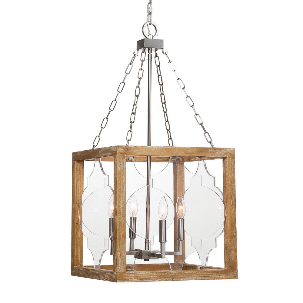 Uttermost-21508-Perspex Pendant 4 Light - 16 inches wide by 16 inches deep   Brushed Nickel Finish