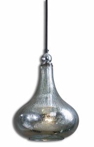 Uttermost-21986-Norbello Mini Pendant 1 Light - 9 inches wide by inches deep   Chrome Plated Finish with Blue-Green Mercury Glass