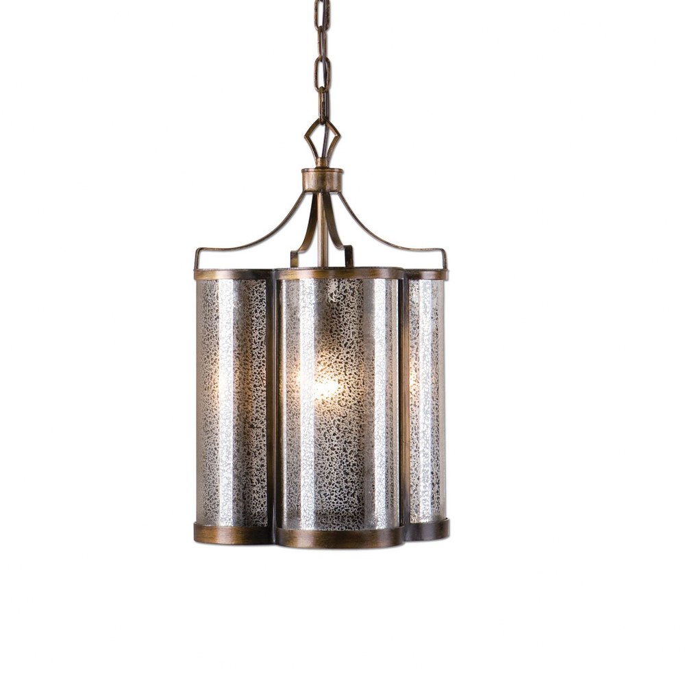 Uttermost-22061-Croydon Pendant 1 Light - 12.5 inches wide by 12.5 inches deep   Golden Oil Rubbed Bronze Finish with Antiqued Mercury Glass