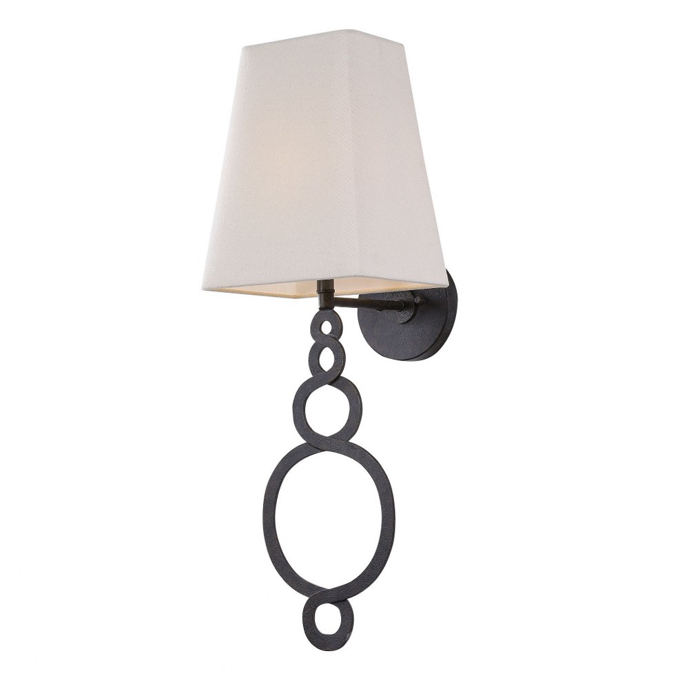 Uttermost-22532-Brambleton - 1 Light Wall Sconce - 10 inches wide by 11 inches deep   Deep Weathered Bronze Finish with Beige Linen Shade