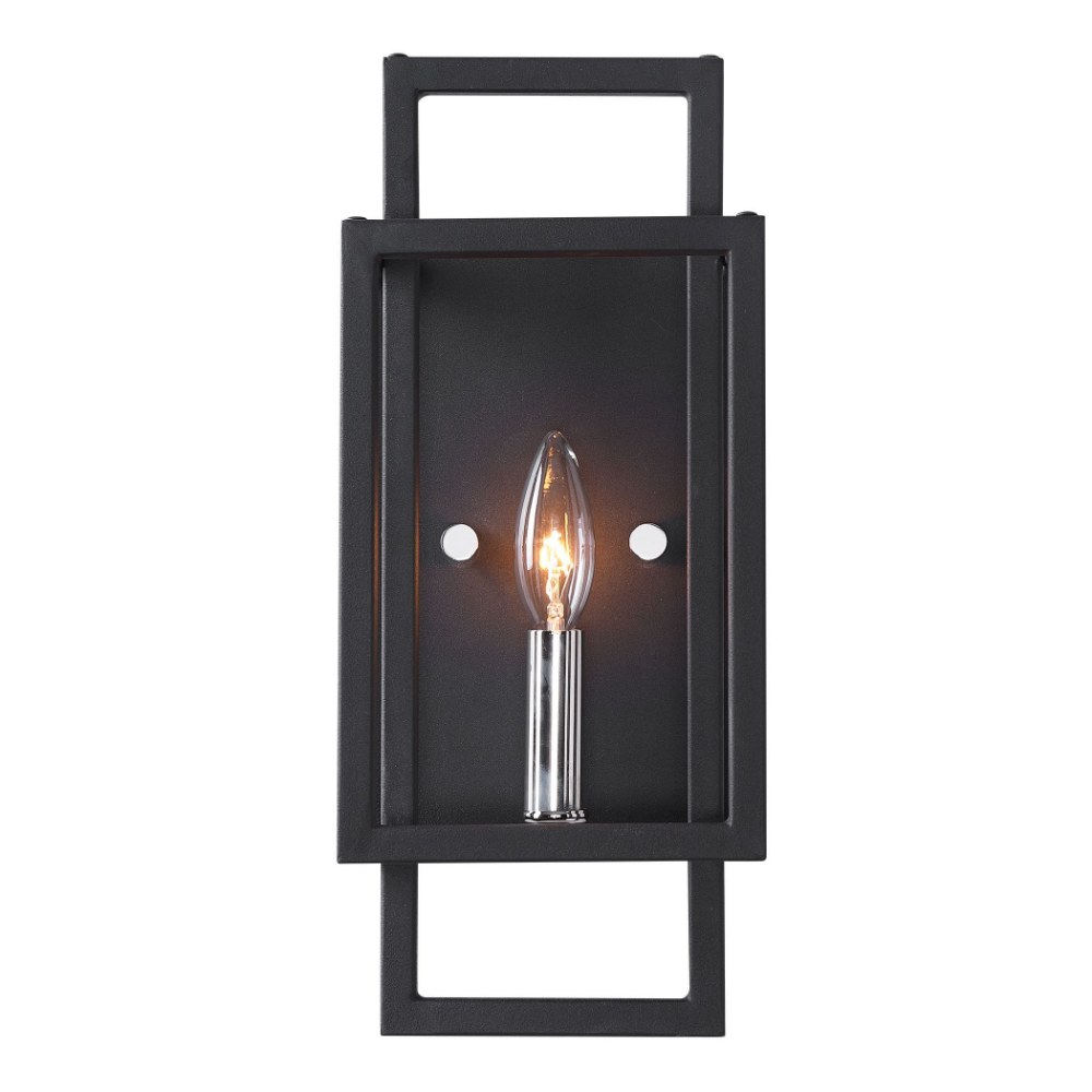 Uttermost-22535-Quadrangle - 1 Light Wall Sconce - 6 inches wide by 4 inches deep   Black & Polished Nickel Finish