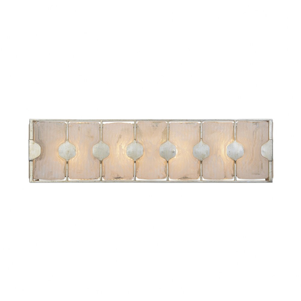 Uttermost-22867-Rene 4 Light Bath Vanity Strip   Silver Leaf Finish with White Swirl Glass