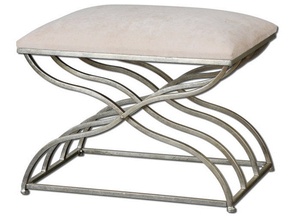 Uttermost-23091-Shea - 20 inch Small Bench   Satin Nickel/Light Champagne Wash Finish