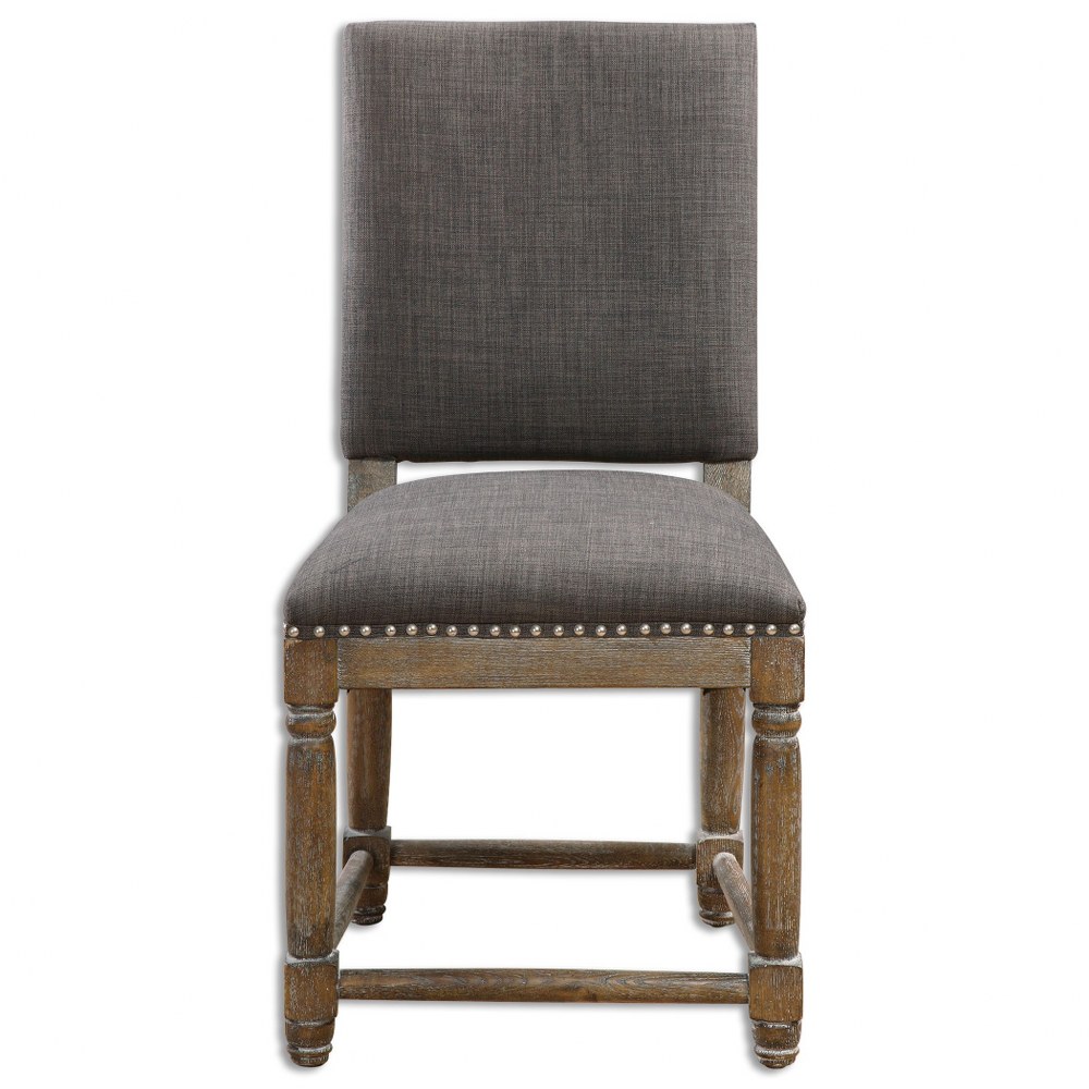 Uttermost-23215-Laurens - 38 inch Accent Chair   Weathered Gray/Antique Brass Finish