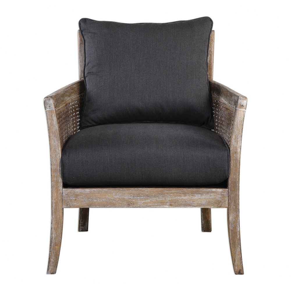 Uttermost-23366-Encore - 33 inch Armchair   Washed/Hand Rubbed Sandstone/Lush Dark Gray Fabric Finish