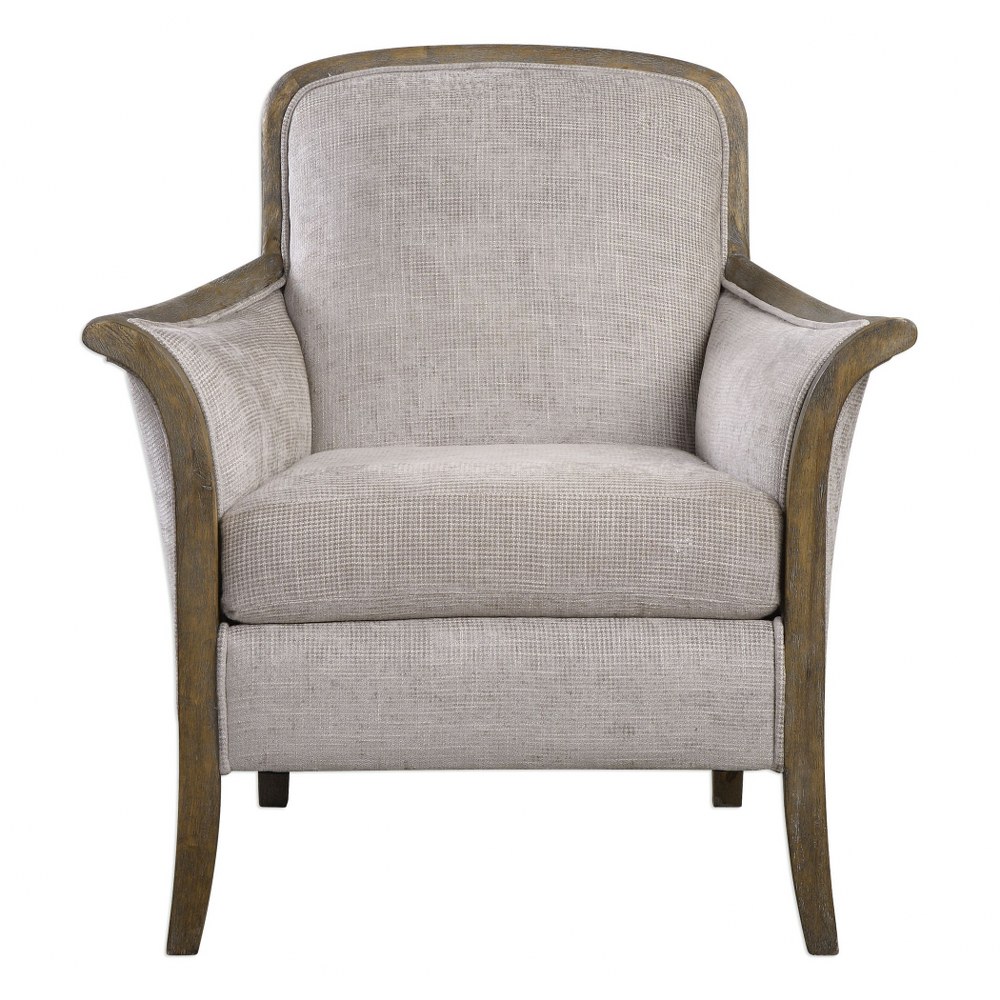 Uttermost-23369-Brittoney - 35 inch Armchair   Weathered Pecan/Taupe/Stone Finish