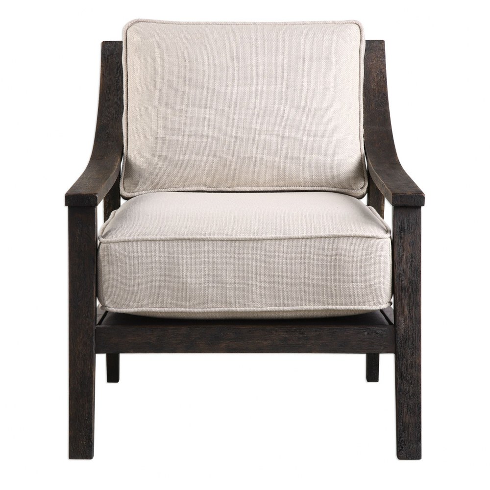 Uttermost-23391-Lyle - 32 inch Accent Chair   Rich Walnut/Neutral Beige Linen Blended Fabric Finish