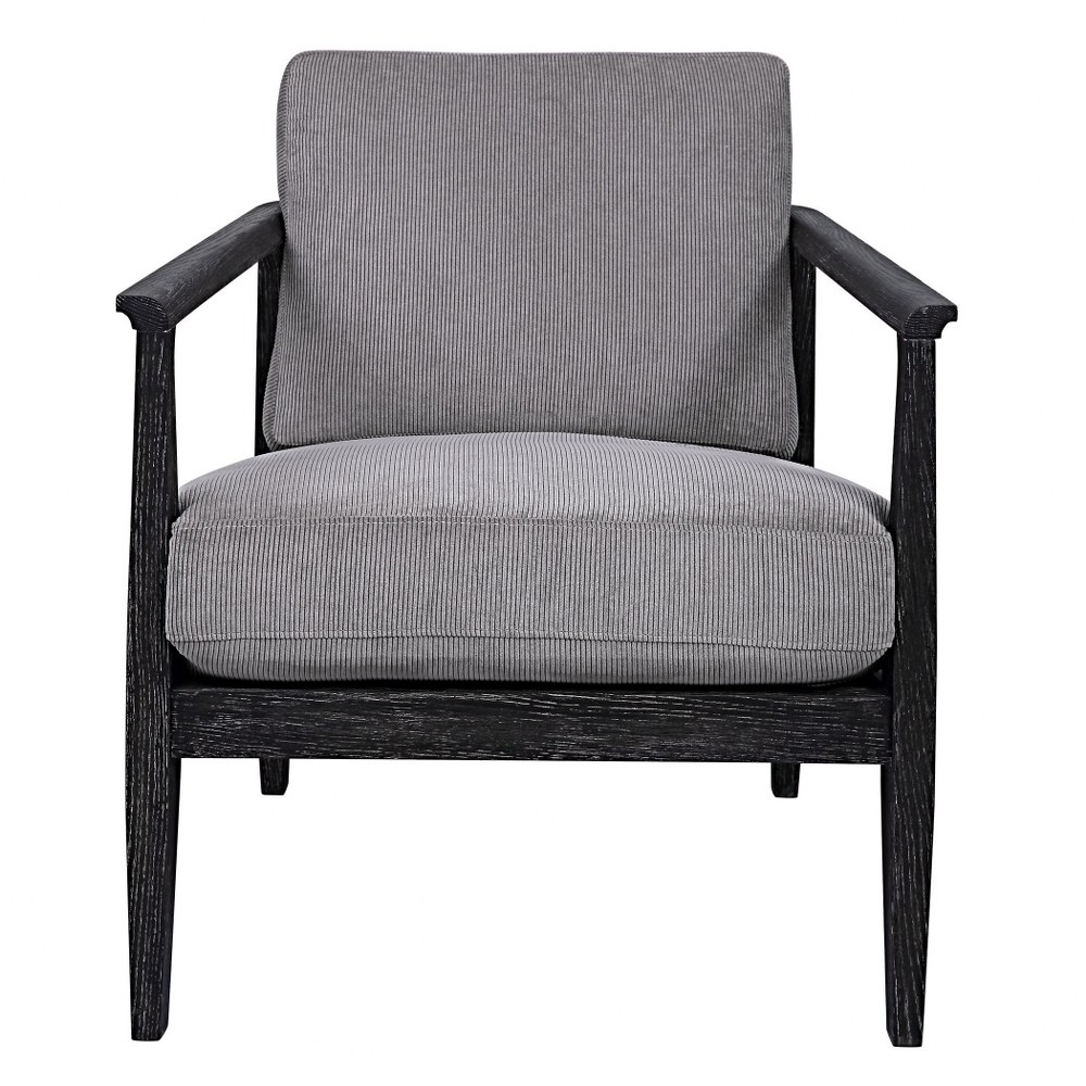 Uttermost-23657-Brunei - 34 Inch Accent Chair   Dark Ebony Stain/Light Gray Glaze Finish