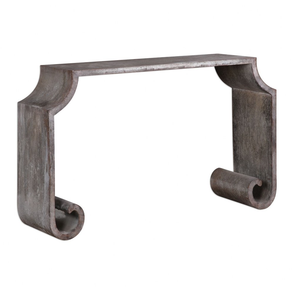 Uttermost-24672-Agathon - 52 inch Console Table   Oxidized Acid Wash/Rust Bronze/Aged Stone Gray Finish