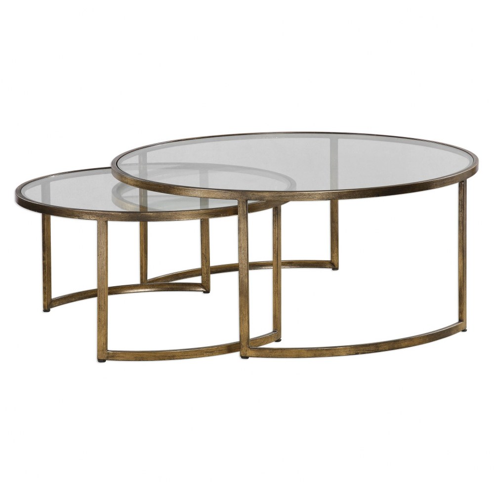 Uttermost-24747-Rhea - 42 inch Coffee Table (Set of 2)   Antiqued Gold Leaf Finish