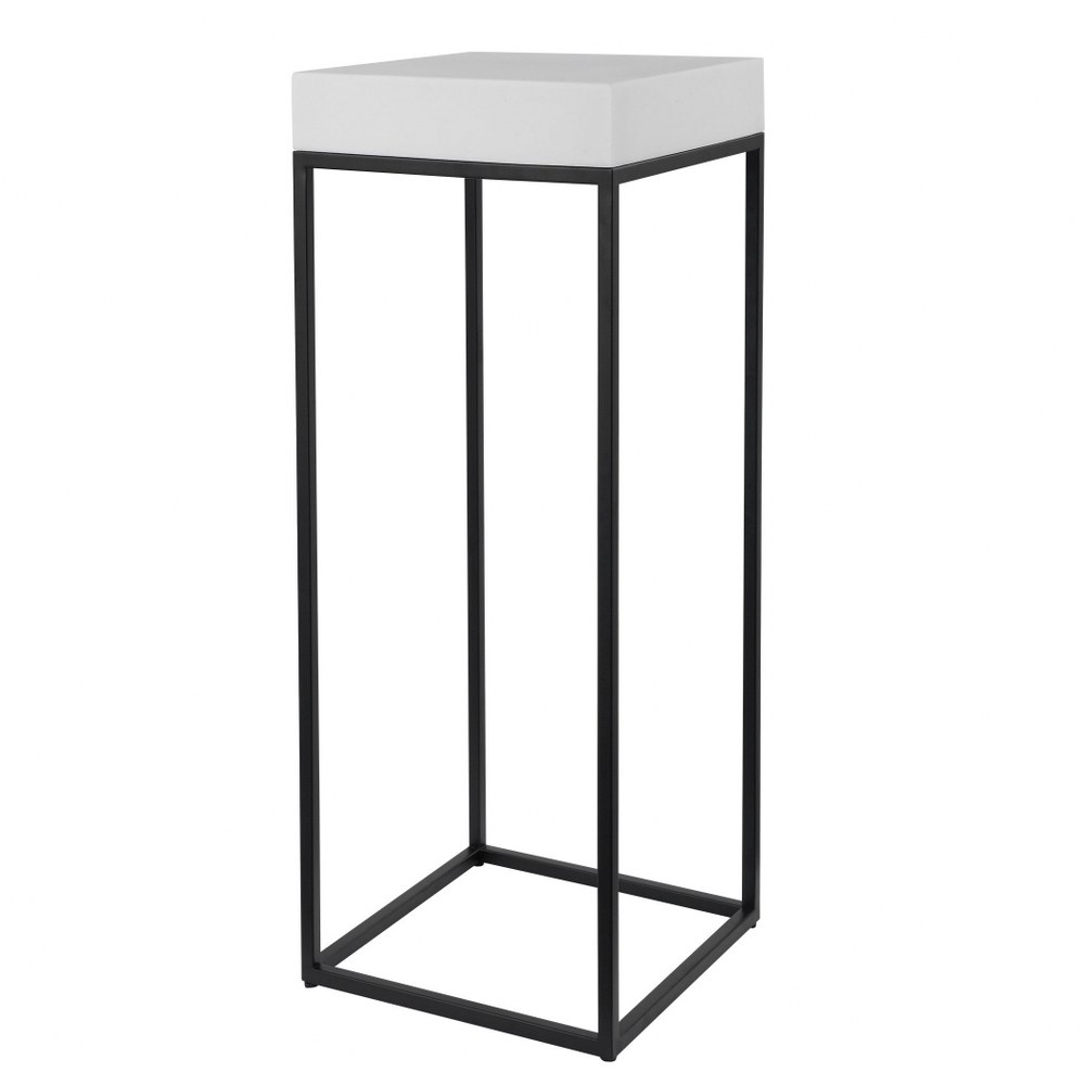 Uttermost-24935-Gambia - 36 inch Plant Stand - 14 inches wide by 14 inches deep   White Marble/Aged Black Finish