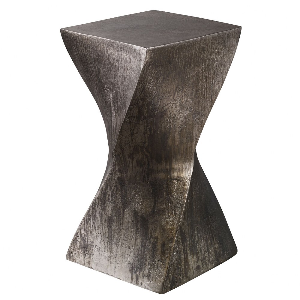 Uttermost-25063-Euphrates - 19 inch Accent Table - 10 inches wide by 10 inches deep   Tarnished Silver/Oxidized Distress Finish