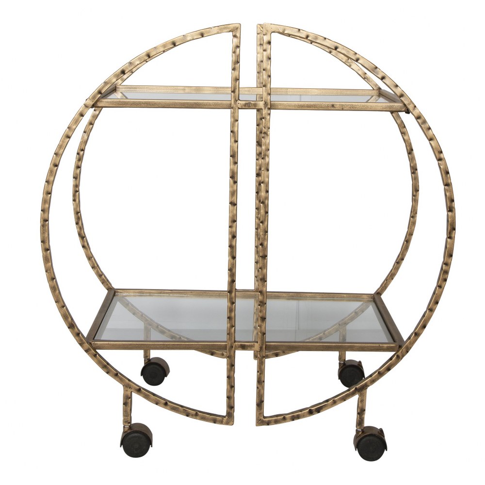 Uttermost-25065-Zelina - 32.7 inch Bar Cart   Antique Gold/Clear Tempered Finish