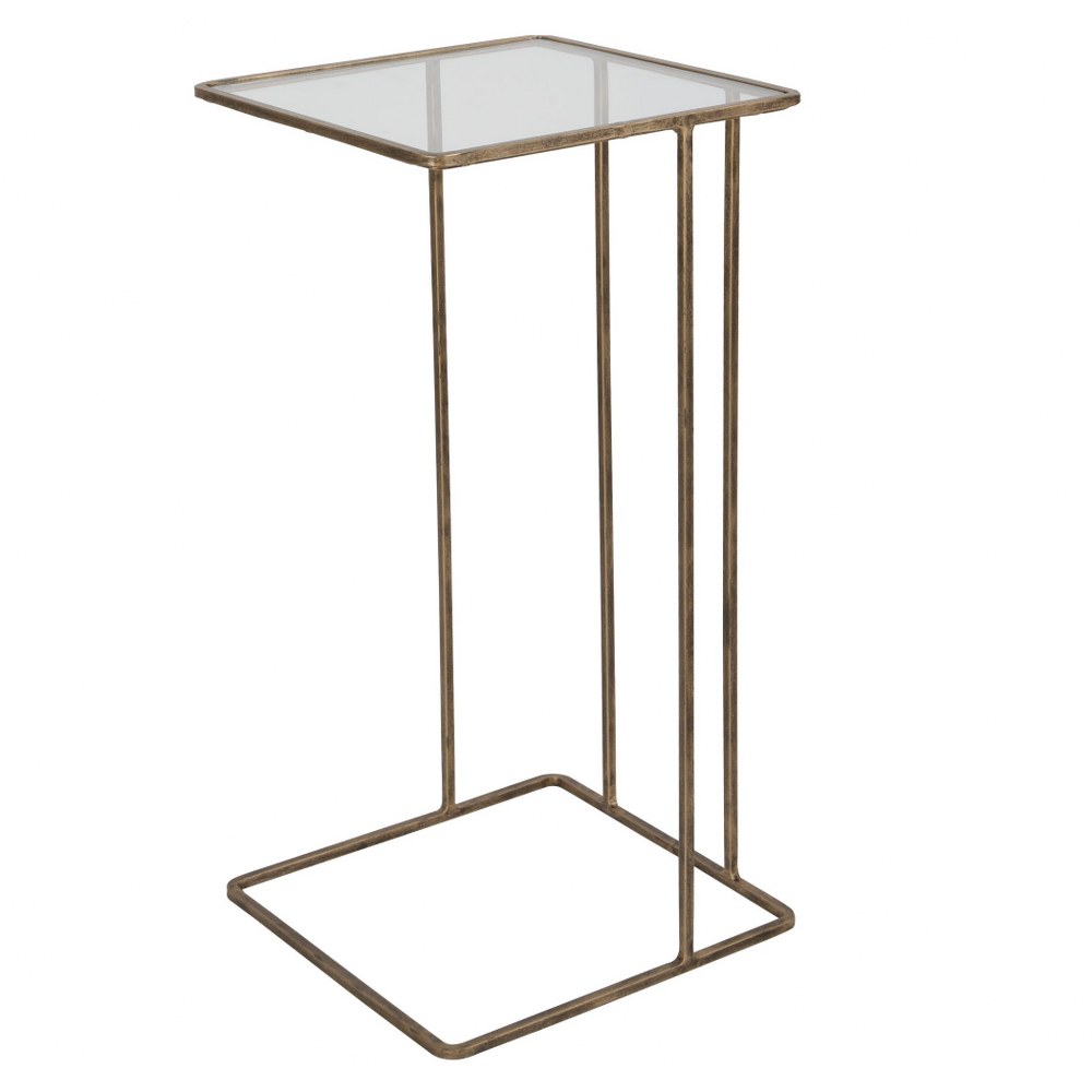 Uttermost-25066-Cadmus - 24 inch Side Table - 12 inches wide by 12 inches deep   Antiqued Gold Finish with Clear Tempered Glass