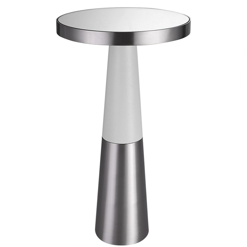 Uttermost-25146-Fortier - 22 Inch Accent Table   Modern White/Brushed Nickel Plated Finish