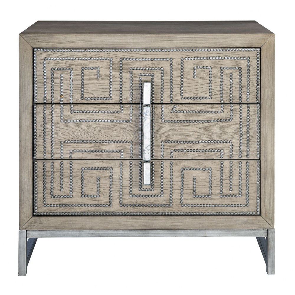 Uttermost-25369-Devya - 32 inch Accent Chest   Soft Mushroom Gray/Aged Pewter Finish