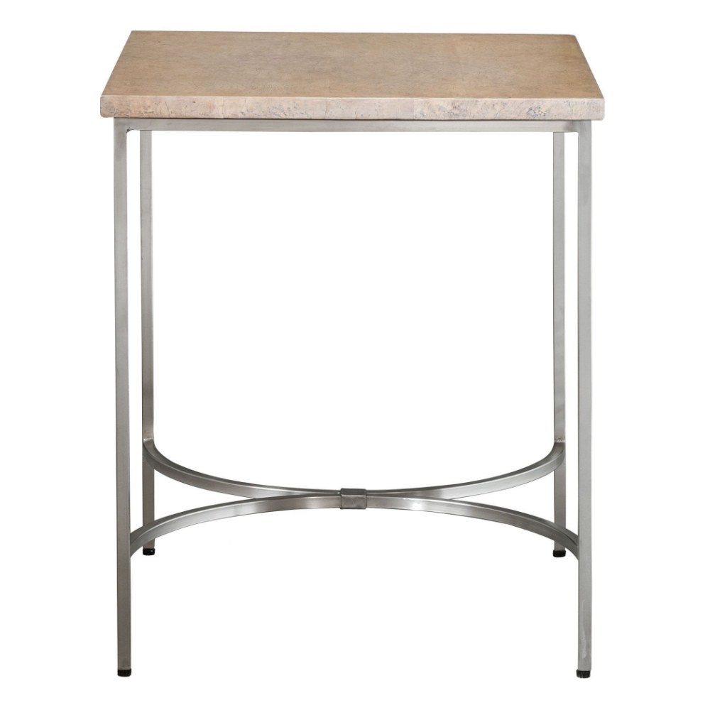 Uttermost-25459-Drummond - 22 inch Modern Side Table   Oak Burl Veneer/Brushed Nickel Finish