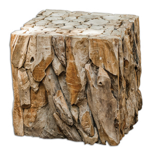 Uttermost-25592-Teak Root - 18.5 inch Bunching Cube Table   Natural Teak Wood Finish