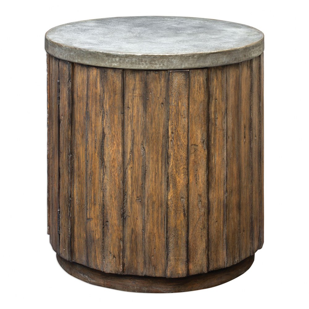 Uttermost-25779-Maxfield - 24 inch Drum Accent Table   Pewter Glaze Finish